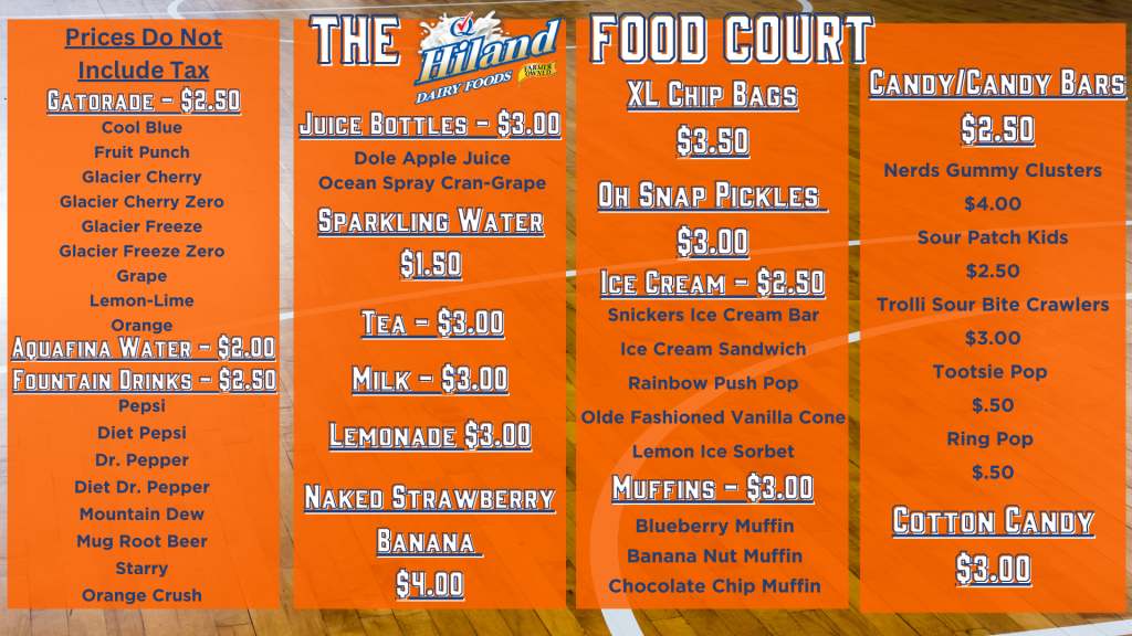 Outside DrinksSnacks Menu